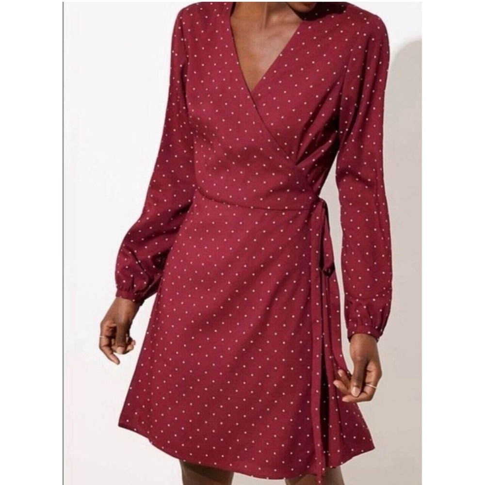 Loft Burgundy Star Wrap Dress